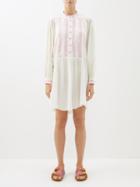 Isabel Marant Toile - Gena Embroidered Crinkled-cotton Mini Dress - Womens - White Pink