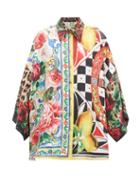 Matchesfashion.com Dolce & Gabbana - Patchwork Floral-print Silk Blouse - Womens - Multi