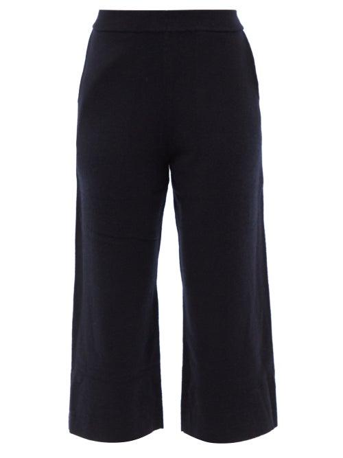 Allude - Cropped Cashmere Trousers - Womens - Navy