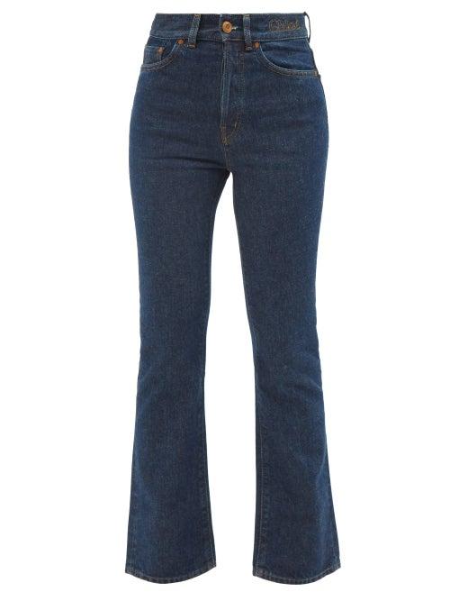 Chlo - Cropped Flared-leg Jeans - Womens - Dark Denim