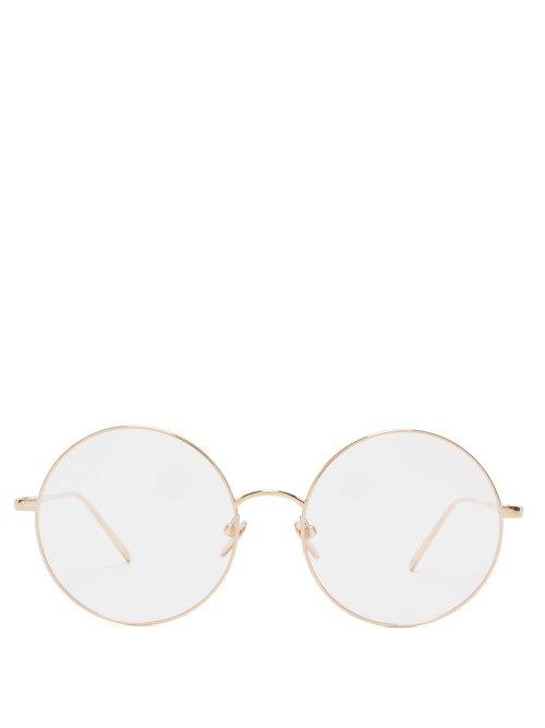 Matchesfashion.com Linda Farrow - Round Frame Rose Gold Plated Glasses - Womens - Rose Gold
