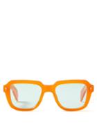 Jacques Marie Mage - Taos Square Acetate And Metal Sunglasses - Mens - Orange
