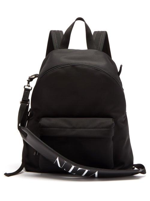 Mens Bags Valentino Garavani - Vltn-logo Canvas Backpack - Mens - Black