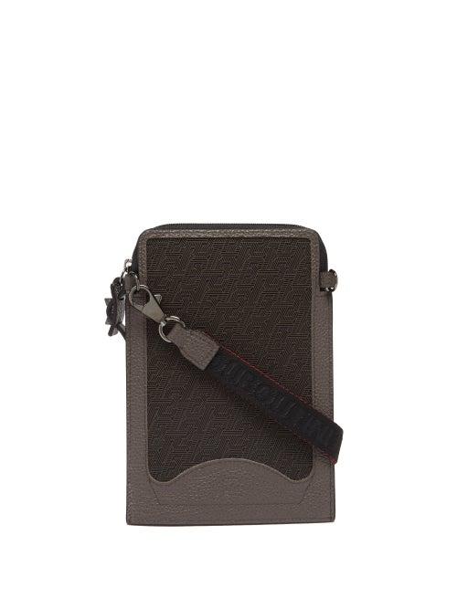 Mens Bags Christian Louboutin - Loubilab Techno Leather & Canvas Cross-body Bag - Mens - Black Red