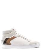 Matchesfashion.com Burberry - Reeth High Top Suede Trimmed Trainers - Mens - White