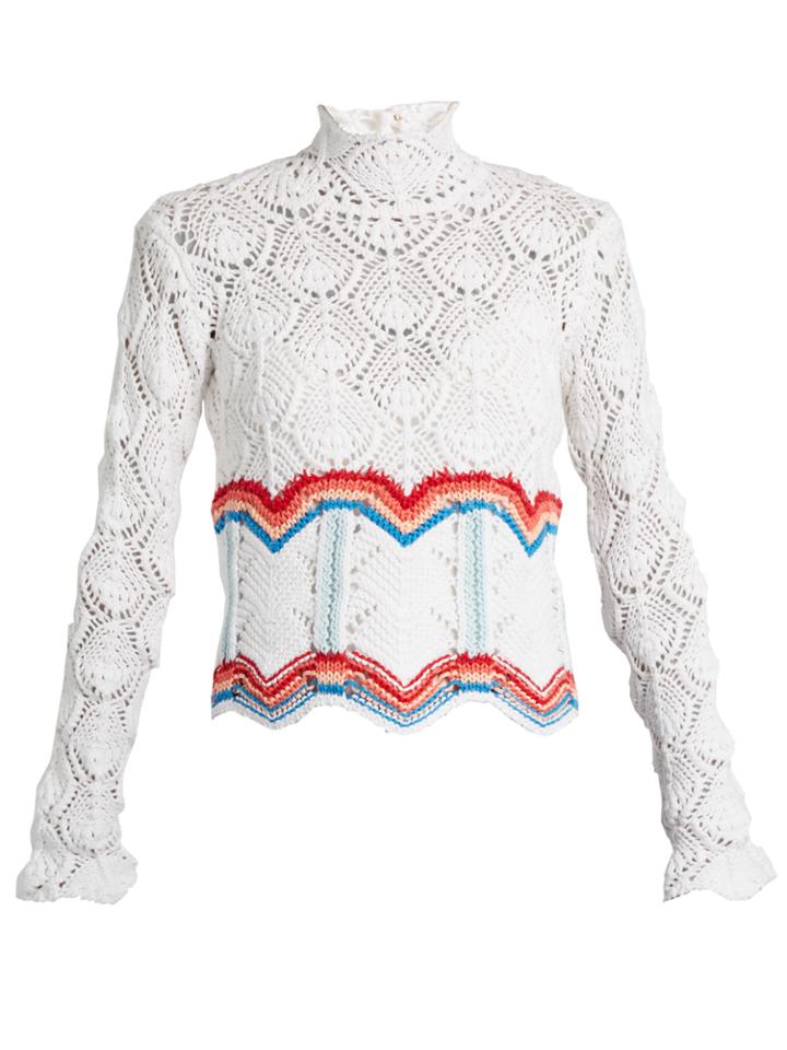 Peter Pilotto High-neck Cotton-blend Crochet Sweater