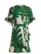 Matchesfashion.com Adriana Degreas - Printed Silk Crepe Wrap Dress - Womens - Green Print