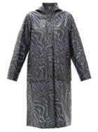 Matchesfashion.com Ganni - Tiger-print Bio-plastic Rain Coat - Womens - Navy