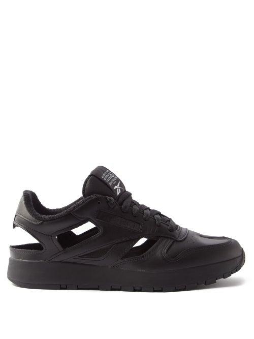 Maison Margiela - X Reebok Tabi Split-toe Cutout Leather Trainers - Mens - Black