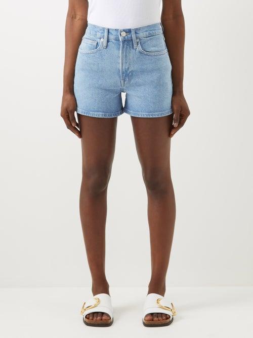 Frame - High-rise Denim Shorts - Womens - Mid Denim