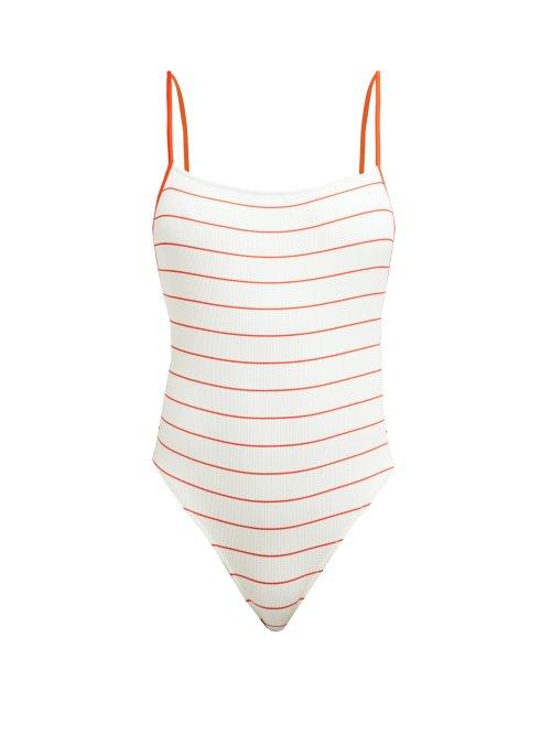 Matchesfashion.com Solid & Striped - Chelsea Striped Swimsuit - Womens - White Stripe