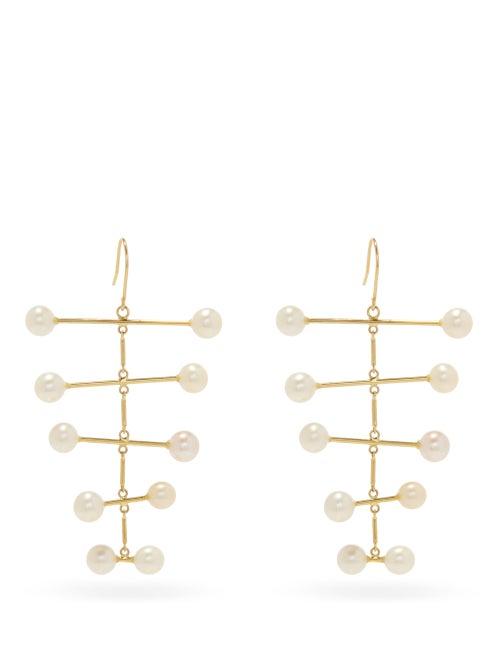 Matchesfashion.com Mateo - Pearl Blizzard 14kt Gold Mobile Earrings - Womens - Pearl