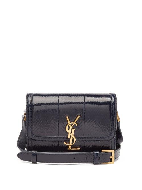 Saint Laurent - Solferino Python-effect Leather Shoulder Bag - Womens - Navy
