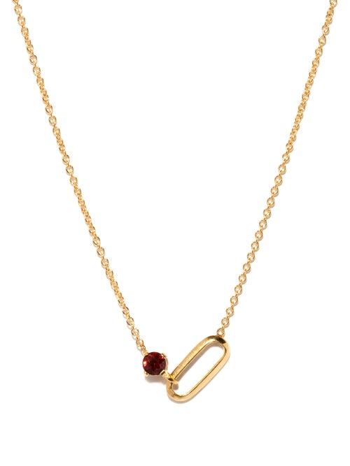 Matchesfashion.com Lizzie Mandler - January Birthstone Garnet & 18kt Gold Necklace - Womens - Red Gold