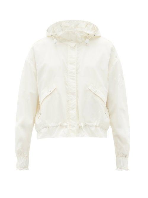 Matchesfashion.com Moncler - Albireo Hooded Peplum-waist Shell Jacket - Womens - Ivory