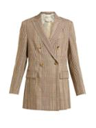 Matchesfashion.com Golden Goose Deluxe Brand - Double Breasted Checked Longline Blazer - Womens - Beige Multi