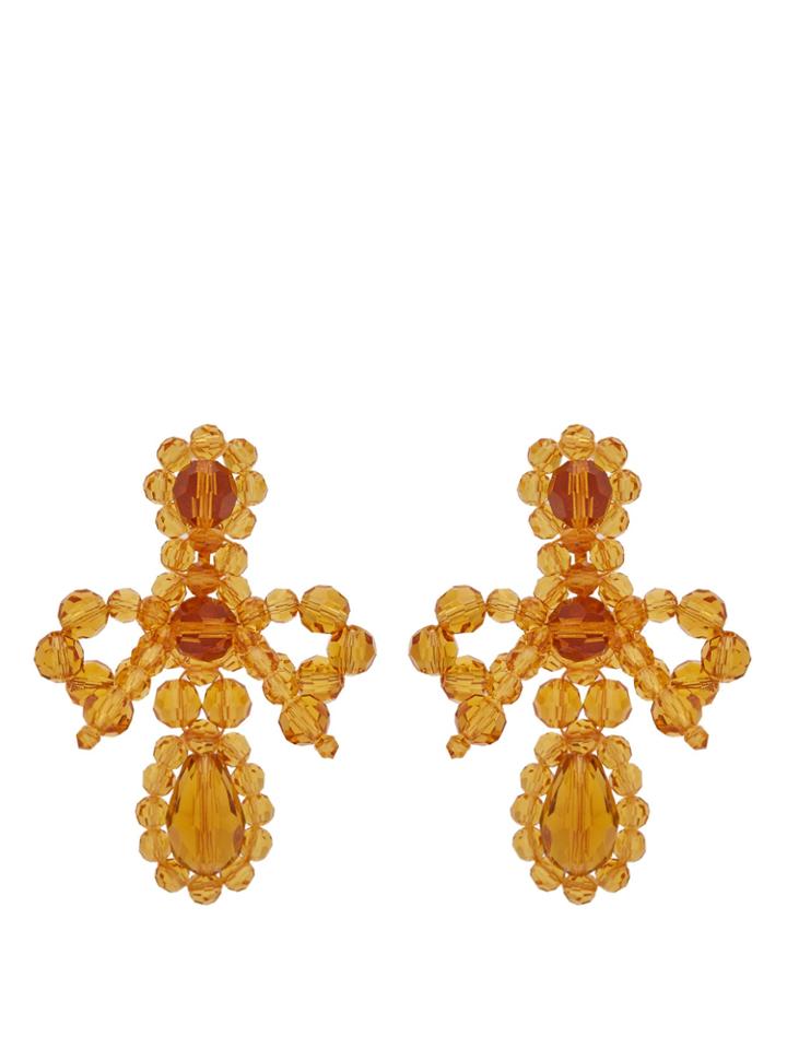 Simone Rocha Bow Crystal-beaded Drop Earrings