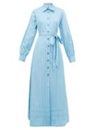 Matchesfashion.com Evi Grintela - Lily Striped Cotton Shirt Dress - Womens - Blue Stripe