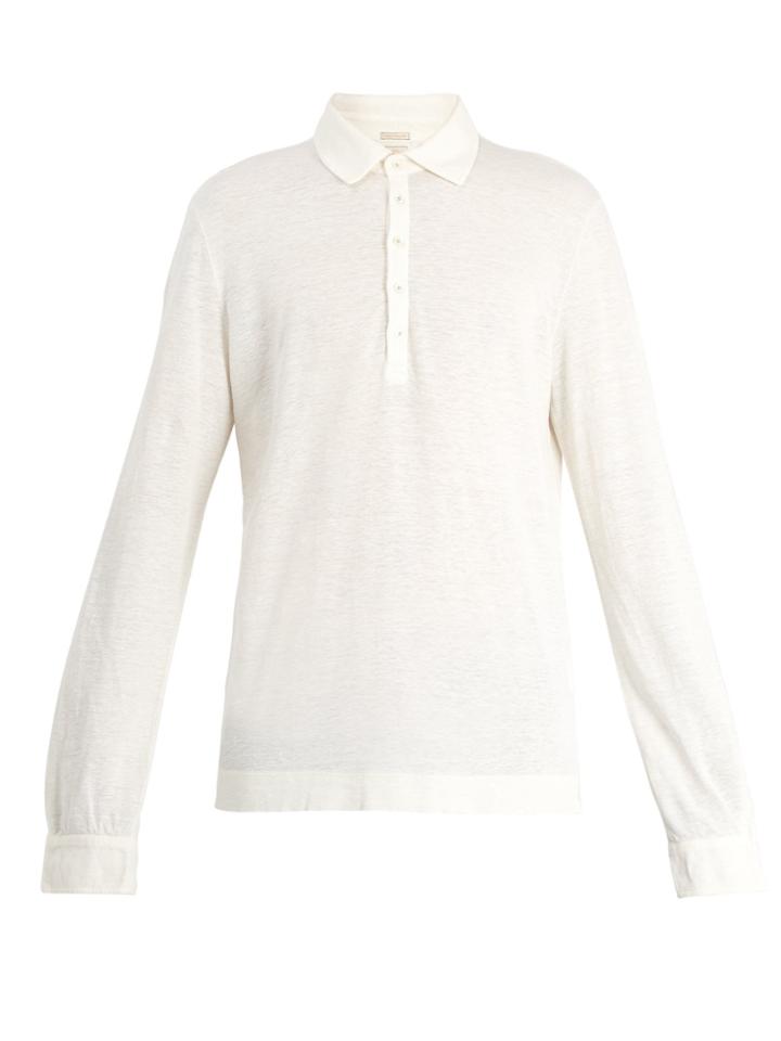 Massimo Alba Long-sleeved Linen-piqu Polo Shirt