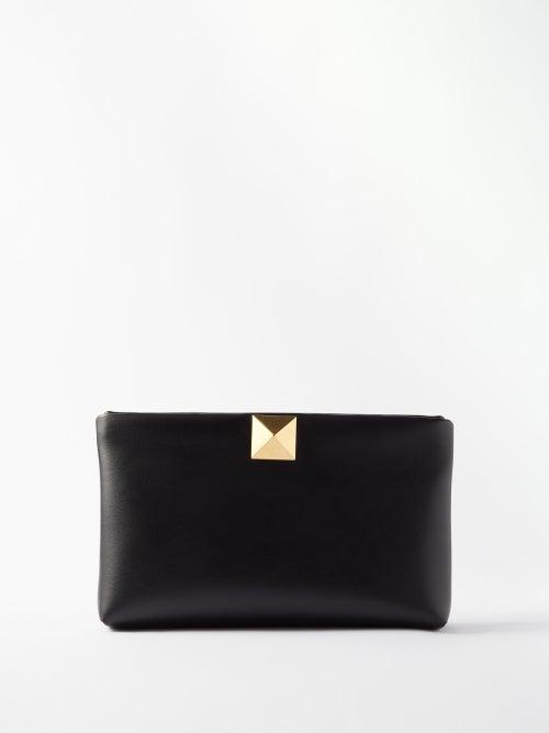 Valentino Garavani - One Stud Leather Clutch Bag - Womens - Black
