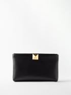 Valentino Garavani - One Stud Leather Clutch Bag - Womens - Black
