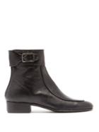 Matchesfashion.com Saint Laurent - Miles Leather Ankle Boots - Womens - Black