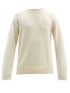 Matchesfashion.com Jil Sander - Crochet-appliqu Wool Sweater - Mens - Cream