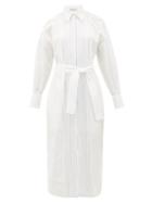 Matchesfashion.com Brunello Cucinelli - Monili-chain Cotton-poplin Shirt Dress - Womens - White