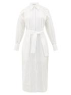 Matchesfashion.com Brunello Cucinelli - Monili-chain Cotton-poplin Shirt Dress - Womens - White