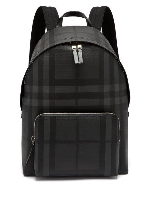 Matchesfashion.com Burberry - London Check Pvc Backpack - Mens - Black Grey