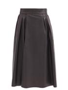 Matchesfashion.com Dolce & Gabbana - High-rise Pleated Leather Skirt - Womens - Brown