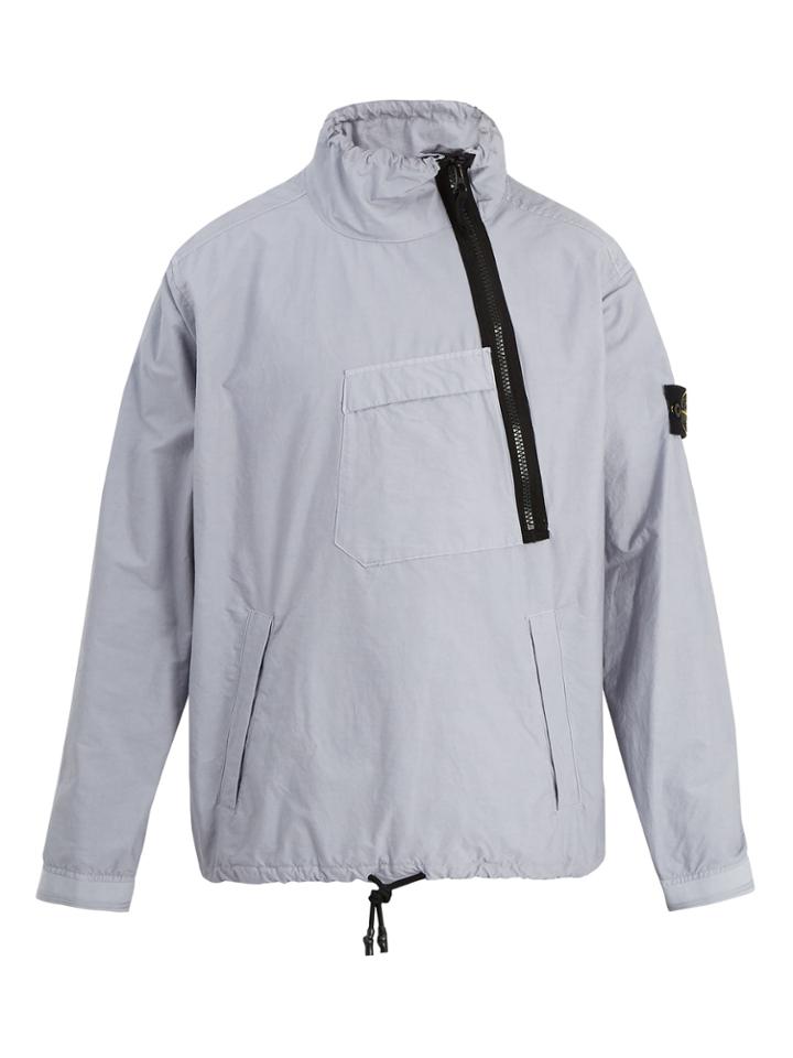 Stone Island High-neck Technical Cotton-blend Half Zip Jacket