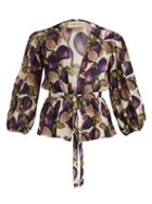 Matchesfashion.com Adriana Degreas - Fig Print Silk Crepe De Chine Blouse - Womens - Purple Print