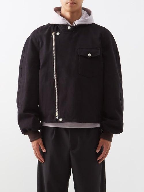 3man - Collarless Corduroy Riding Jacket - Mens - Black