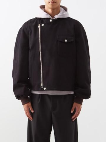 3man - Collarless Corduroy Riding Jacket - Mens - Black