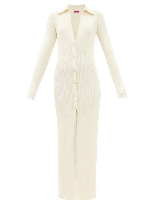 Gauge81 - Rubi Plunge-neck Ribbed Longline Dress - Womens - Ivory