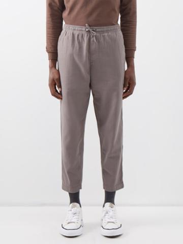 Ymc - Alva Cotton-herringbone Cropped Trousers - Mens - Grey
