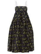 Matchesfashion.com Cecilie Bahnsen - Sofie Floral Fil Coup Cotton Blend Dress - Womens - Black Yellow