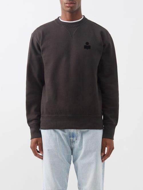Isabel Marant - Mike Flocked-logo Cotton-blend Jersey Sweatshirt - Mens - Black