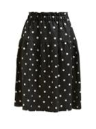 Matchesfashion.com Araks - Ulya Paperbag Waist Polka Dot Organic Linen Skirt - Womens - Black Multi
