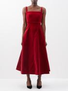 Emilia Wickstead - Felipe Cotton-velvet Dress - Womens - Dark Red