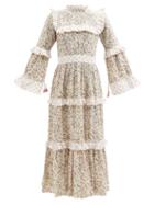 D'ascoli - Greta Tiered Floral-print Cotton-khadi Maxi Dress - Womens - Pink Floral
