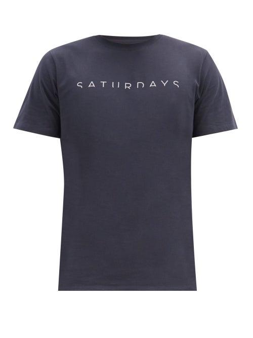 Matchesfashion.com Saturdays Nyc - Horizon Logo-print Cotton T-shirt - Mens - Navy