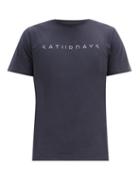 Matchesfashion.com Saturdays Nyc - Horizon Logo-print Cotton T-shirt - Mens - Navy