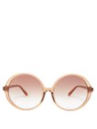 Matchesfashion.com Linda Farrow - Oversized Round-frame Acetate Sunglasses - Womens - Light Brown