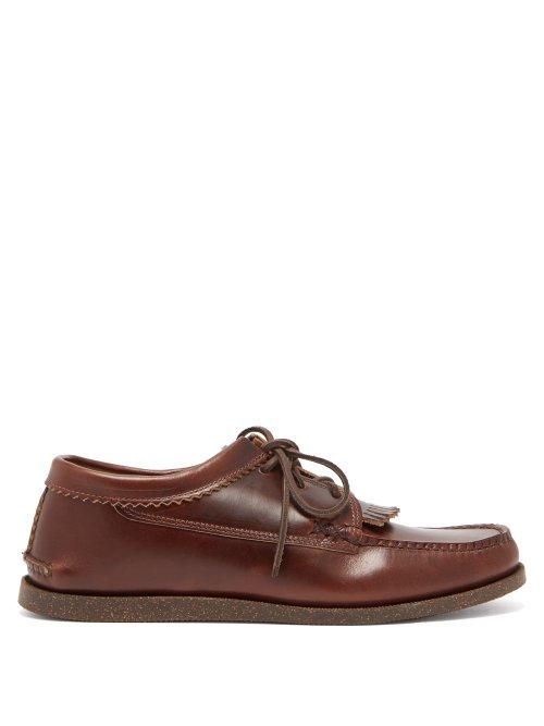 Matchesfashion.com Yuketen - Blucher Fringed Leather Moccasins - Mens - Brown