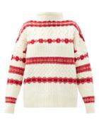 Matchesfashion.com Altuzarra - Fair Isle Cable-knit Wool Sweater - Womens - Ivory Multi