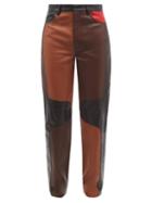 Marine Serre - Patchwork Leather Trousers - Mens - Brown
