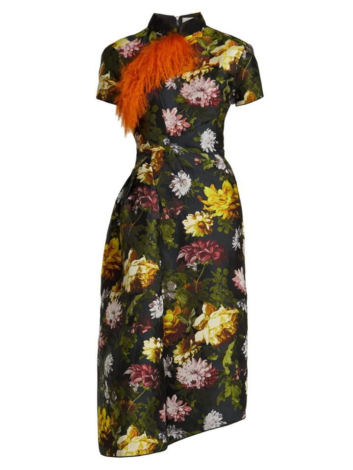 Preen By Thornton Bregazzi Alicia Asymmetric Floral Jacquard Dress