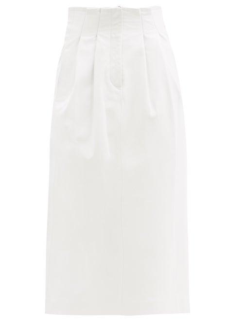 Matchesfashion.com Dodo Bar Or - Tulip Leather Midi Skirt - Womens - White